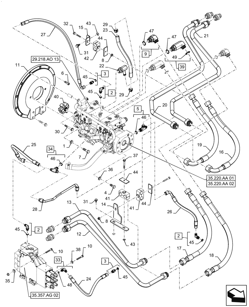 Схема запчастей Case TR340 - (29.204.AB[03]) - HYDROSTATIC PUMP, DRIVE LINES, E-H CONTROLS (20-NOV-2015 & NEWER) (29) - HYDROSTATIC DRIVE