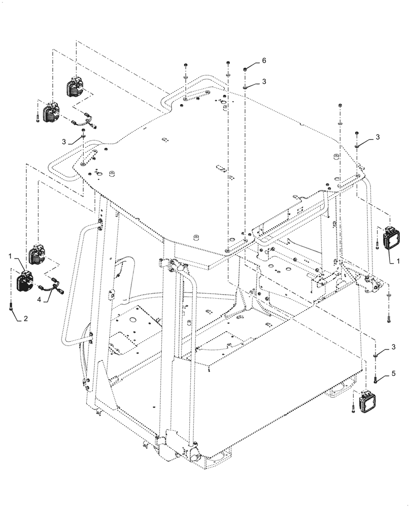 Схема запчастей Case 1121G - (55.404.060) - VAR - 734069 - LED WORK LIGHT, CAB, 4 FRONT, 2 REAR (55) - ELECTRICAL SYSTEMS