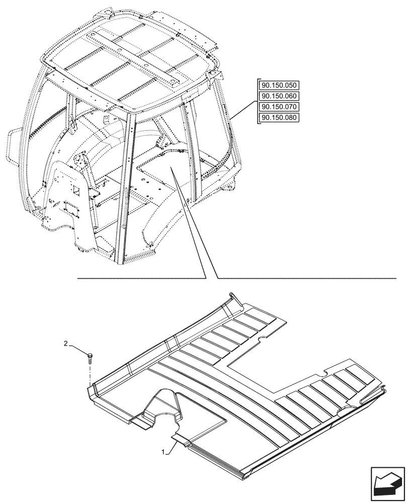 Схема запчастей Case 580SN - (90.160.180) - FLOOR MAT, W/O ROPS, W/O PILOT CONTROL (90) - PLATFORM, CAB, BODYWORK AND DECALS