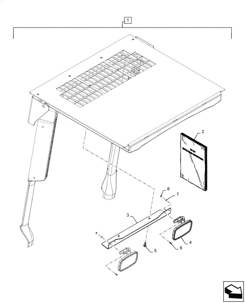 Схема запчастей Case TV380 - (88.088.05) - DIA KIT, MIRROR (88) - ACCESSORIES