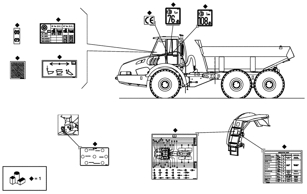 Схема запчастей Case 335 - (98A02000798[001]) - ACCESSORIES - PLATES (90) - PLATFORM, CAB, BODYWORK AND DECALS