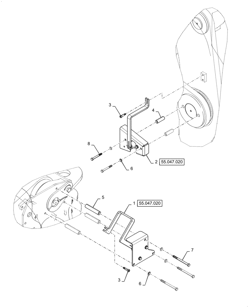 Схема запчастей Case 1121G - (55.047.010) - ELECTROHYDRAULIC LIFT AND TILT SENSOR (55) - ELECTRICAL SYSTEMS