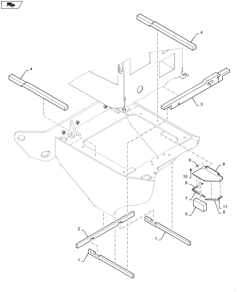 Схема запчастей Case 1121G - (39.126.010) - COOLING FRAME SEALS (39) - FRAMES AND BALLASTING