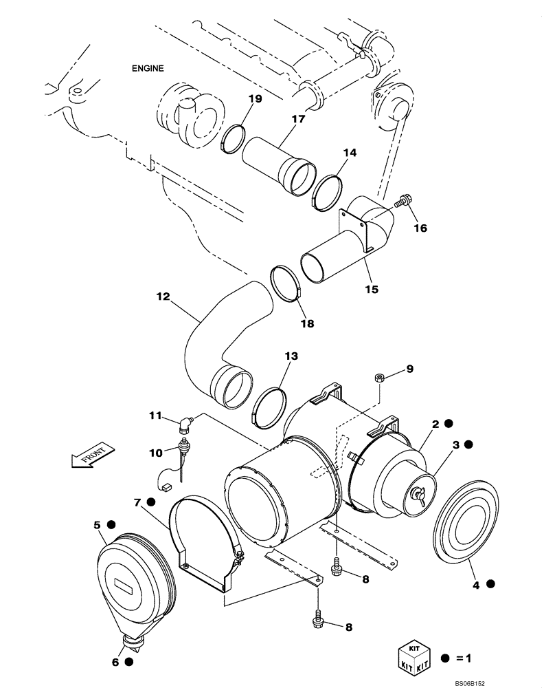 Схема запчастей Case CX700 - (02-002-00[01]) - AIR FILTRATION (02) - ENGINE