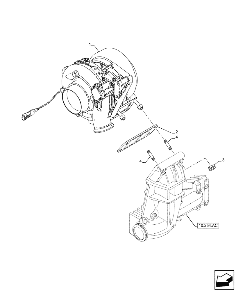 Схема запчастей Case F2CFE614A A011 - (10.250.AC) - TURBOCHARGER (10) - ENGINE