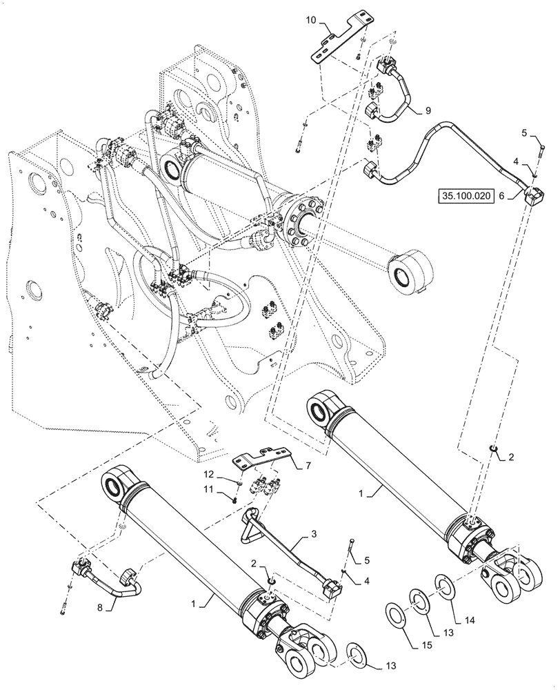 Схема запчастей Case 921G - (35.100.010[01]) - LIFT CYLINDER INSTALLATION (35) - HYDRAULIC SYSTEMS