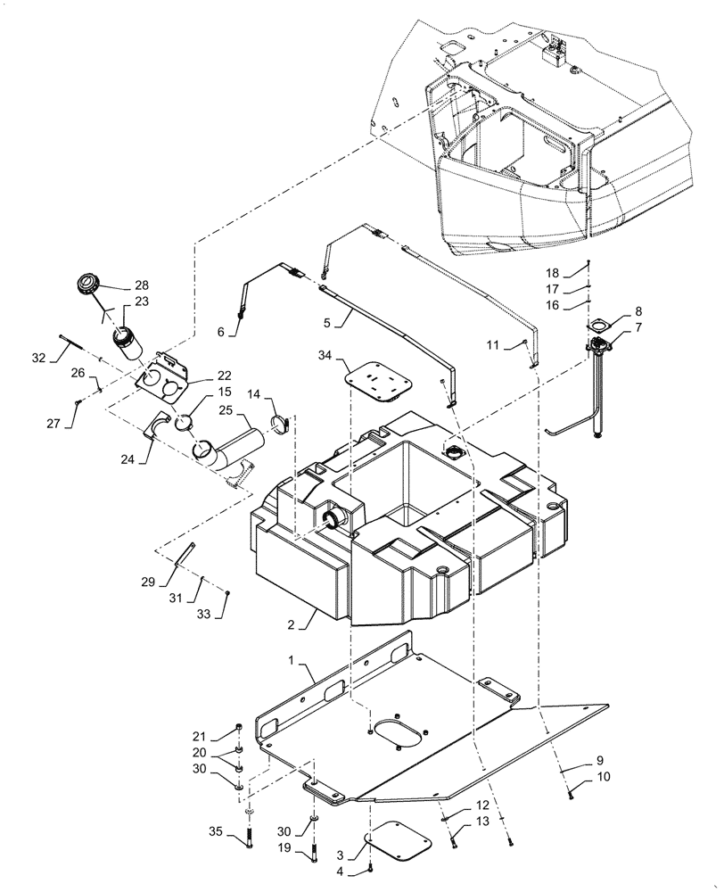 Схема запчастей Case 1021G - (10.216.020) - FUEL TANK & SENDER UNIT (10) - ENGINE