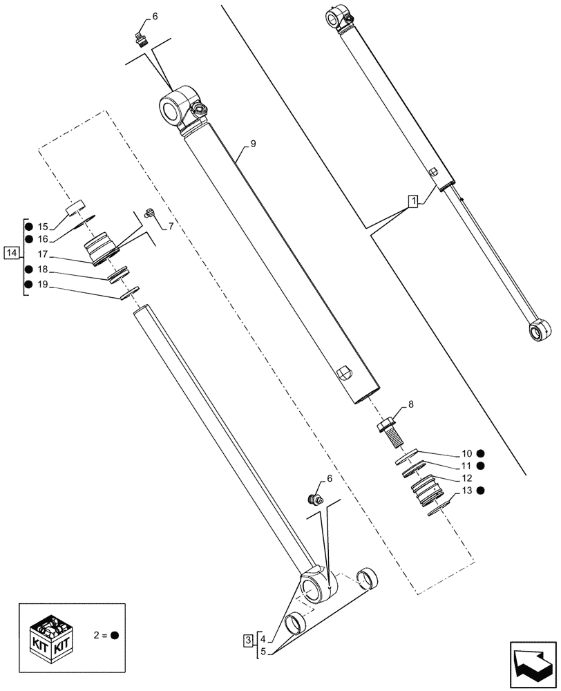 Схема запчастей Case 590SN - (35.738.190) - VAR - 423075, 423076 - BACKHOE BUCKET, CYLINDER, COMPONENTS (35) - HYDRAULIC SYSTEMS