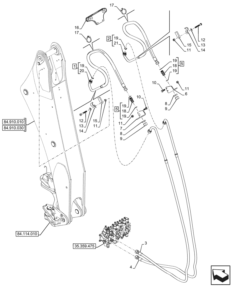 Схема запчастей Case 580N - (35.726.030) - EXTENDABLE DIPPER, AUXILIARY HYDRAULIC, W/ COLD WEATHER (35) - HYDRAULIC SYSTEMS