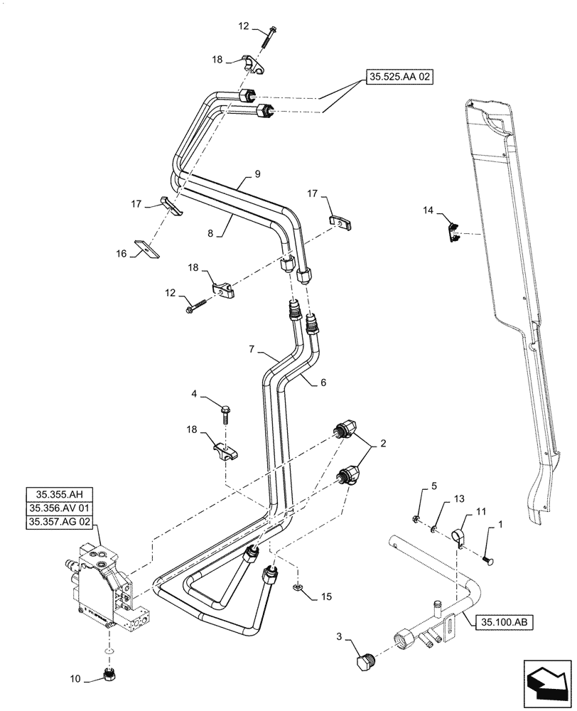 Схема запчастей Case SV280 - (35.525.AA[01]) - AUXILIARY HYDRAULIC, STANDARD , CHASSIS MOUNTED (21-MAY-2015 & NEWER) (35) - HYDRAULIC SYSTEMS