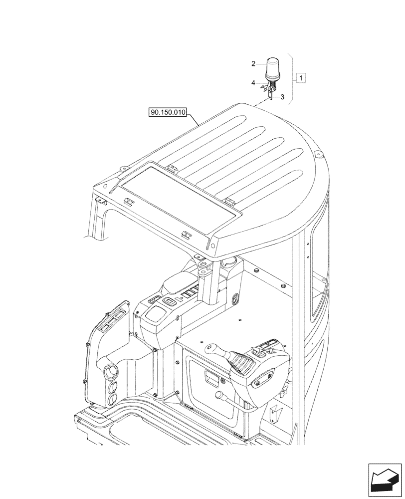 Схема запчастей Case CX26C - (55.404.030) - VAR - 747070 - ROTARY BEACON - CAB (55) - ELECTRICAL SYSTEMS