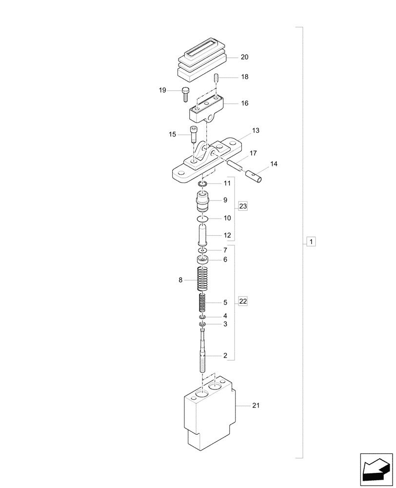 Схема запчастей Case CX26C - (35.356.030) - REMOTE CONTROL VALVE, BOOM SWING, COMPONENTS (35) - HYDRAULIC SYSTEMS