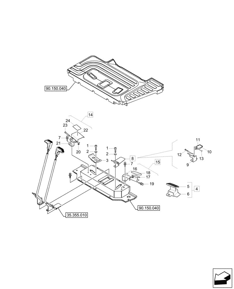 Схема запчастей Case CX26C - (35.356.010) - PEDAL, CONTROL (35) - HYDRAULIC SYSTEMS