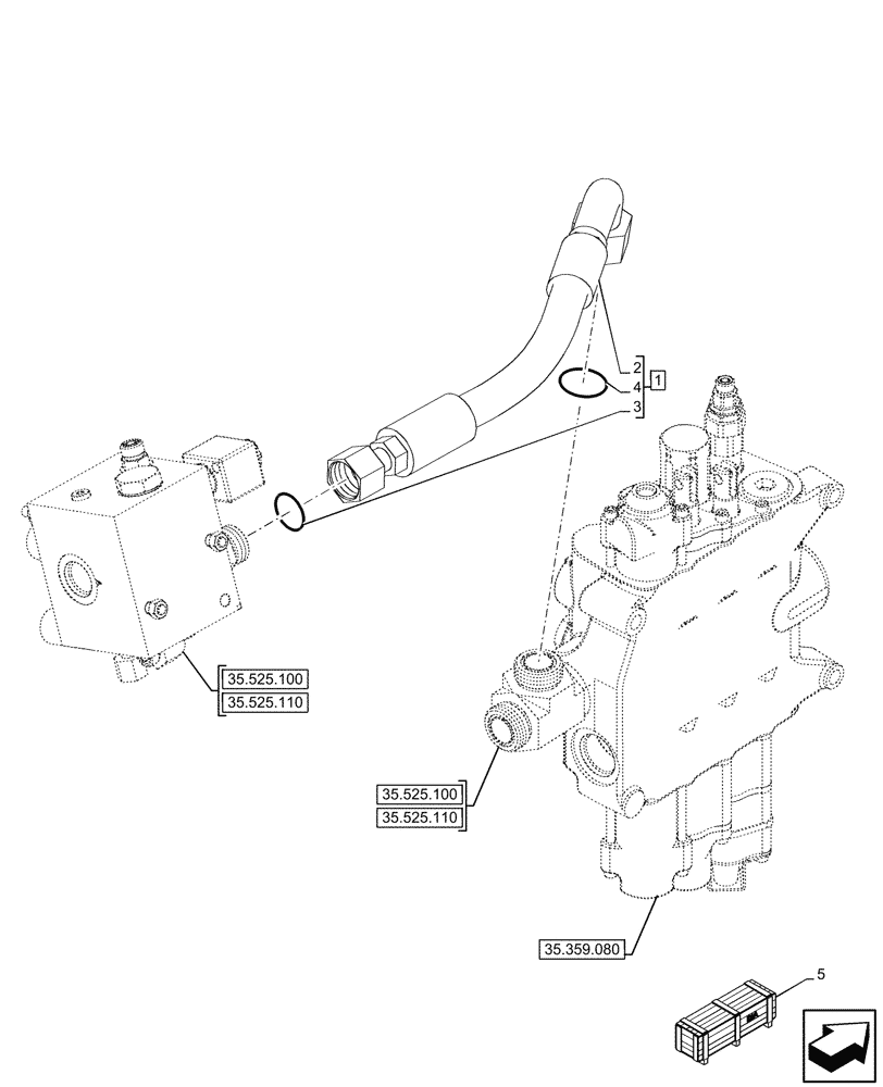 Схема запчастей Case 580N - (35.525.250) - 3-SPOOL, VALVE, PILOT CONTROLS, AUXILIARY HYDRAULIC, LINE (35) - HYDRAULIC SYSTEMS