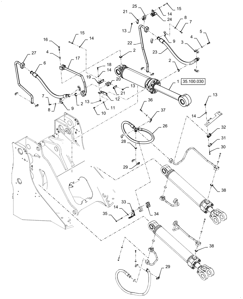 Схема запчастей Case 921G - (35.100.010[02]) - TILT CYLINDER INSTALLATION (35) - HYDRAULIC SYSTEMS