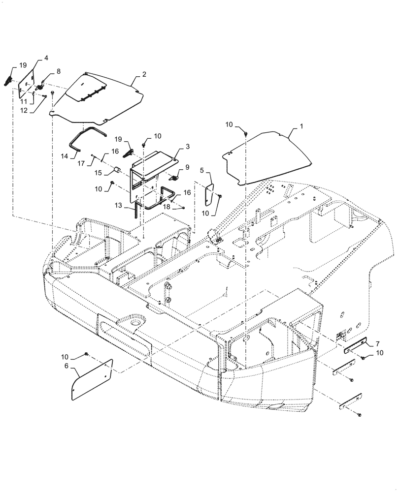 Схема запчастей Case 1021G - (55.302.030) - BATTERY COVER (55) - ELECTRICAL SYSTEMS