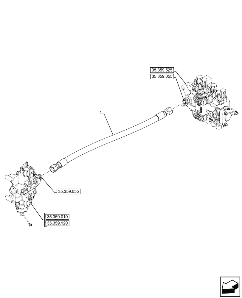 Схема запчастей Case 580N - (35.359.445) - LOADER, BACKHOE CONTROL VALVE, LINE, W/ 2 SPOOL (35) - HYDRAULIC SYSTEMS