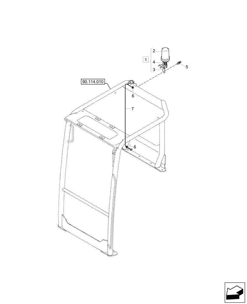 Схема запчастей Case CX26C - (55.404.040) - ROTARY BEACON - CANOPY (55) - ELECTRICAL SYSTEMS