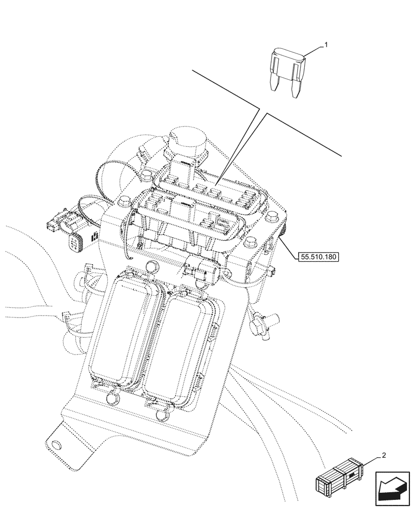 Схема запчастей Case 580N EP - (55.100.210) - POWERSHUTTLE TRANSMISSION, AUTO RIDE CONTROL, FUSE, 4WD (55) - ELECTRICAL SYSTEMS