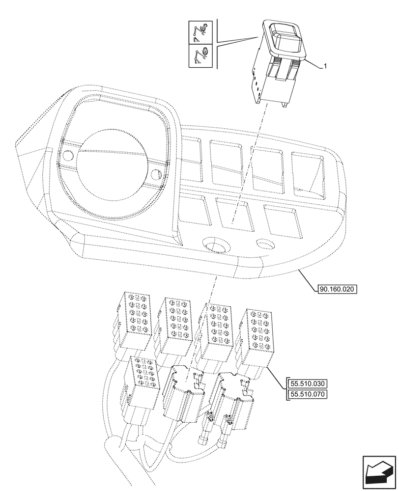 Схема запчастей Case 580SN - (55.524.030) - VAR - 442017 - QUICK COUPLER, SWITCH (55) - ELECTRICAL SYSTEMS