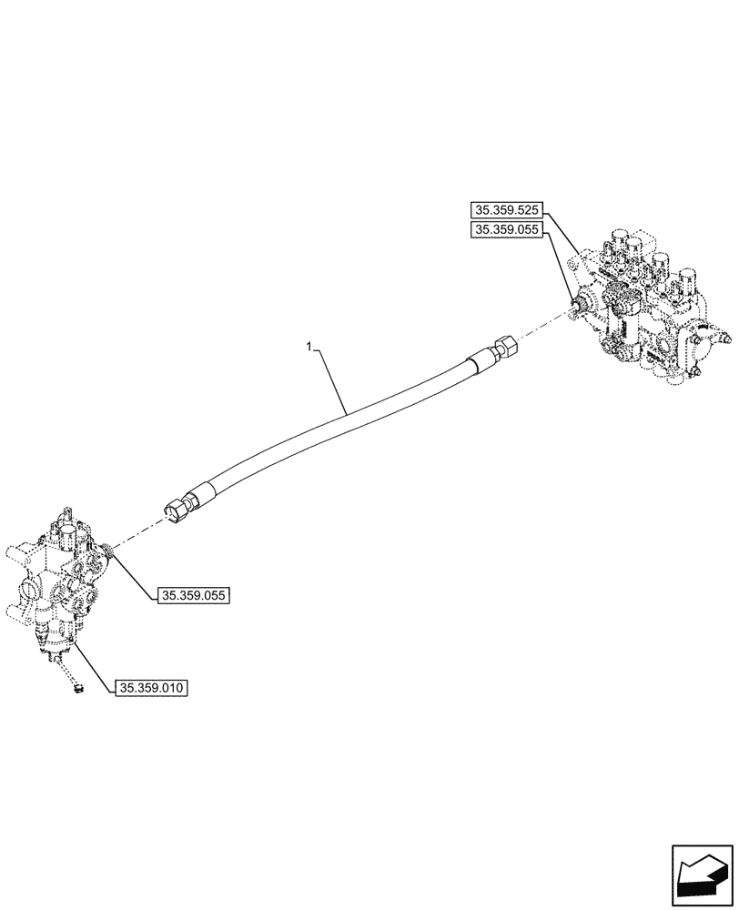 Схема запчастей Case 580N - (35.359.455) - LOADER, BACKHOE CONTROL VALVE, LINE, W/ 2 SPOOL, W/O PILOT CONTROLS (35) - HYDRAULIC SYSTEMS