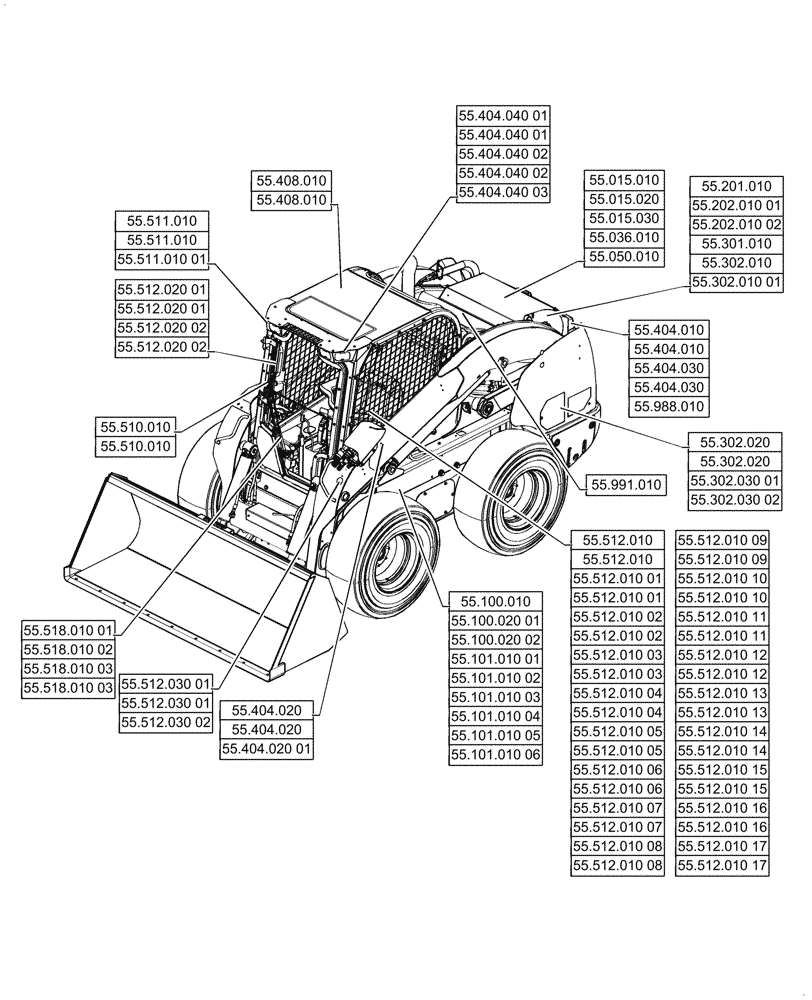 Схема запчастей Case SR270 - (55.000.00) - PICTORIAL INDEX - ELECTRICAL SYSTEMS (55) - ELECTRICAL SYSTEMS