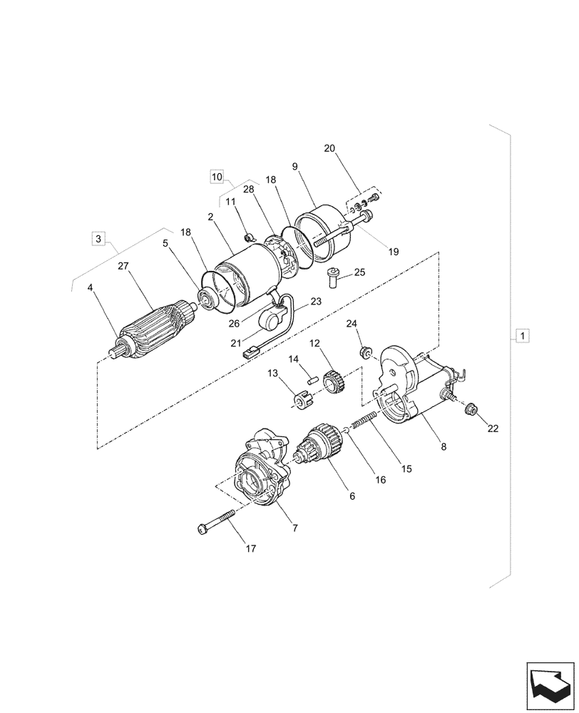 Схема запчастей Case CX26C - (55.201.020) - STARTER MOTOR, COMPONENTS (55) - ELECTRICAL SYSTEMS