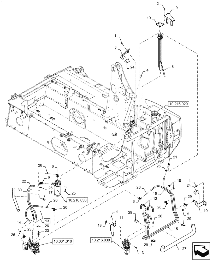 Схема запчастей Case TV380 - (10.216.010) - FUEL TANK & ASSOCIATED PARTS (10) - ENGINE