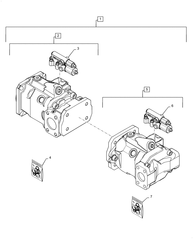 Схема запчастей Case 1021G - (35.106.010) - VAR - 424224 - MAIN HYDRAULIC PUMP ASSEMBLY (35) - HYDRAULIC SYSTEMS