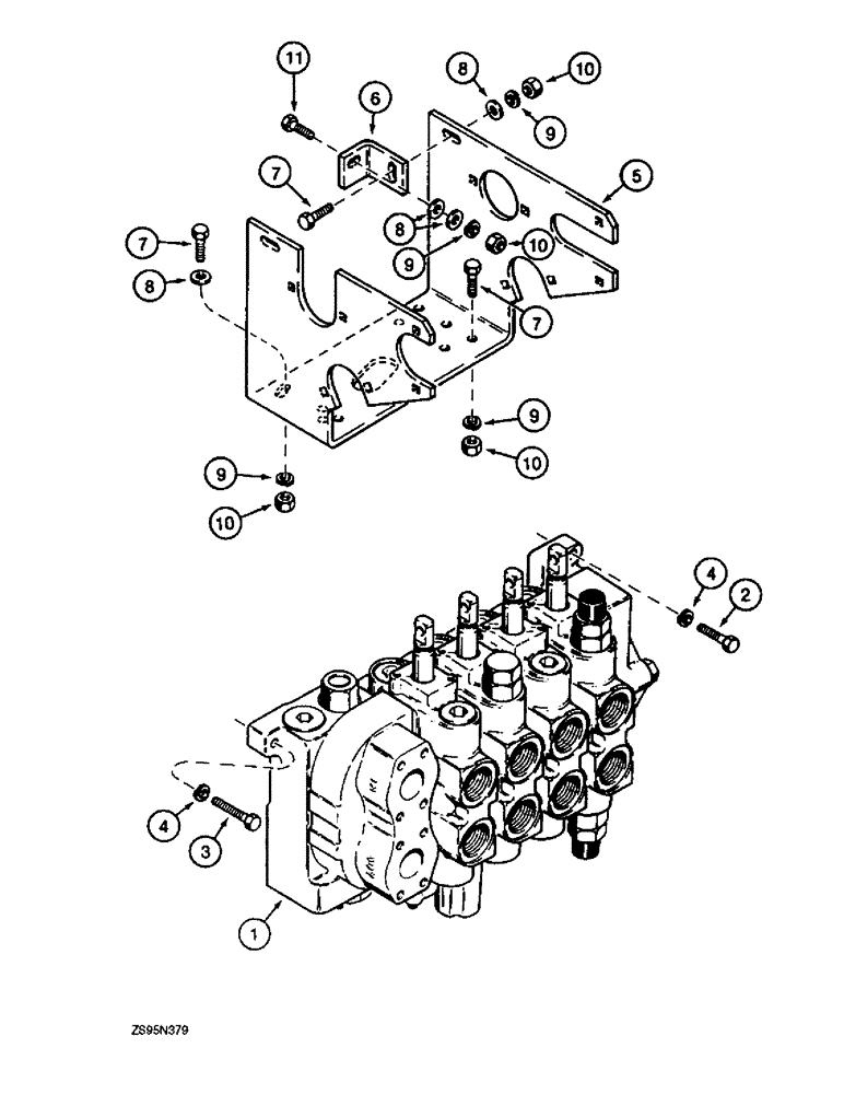 Схема запчастей Case 1155E - (8-094) - EQUIPMENT CONTROL VALVE MOUNTING, P.I.N. JAK0008634 AND AFT (08) - HYDRAULICS