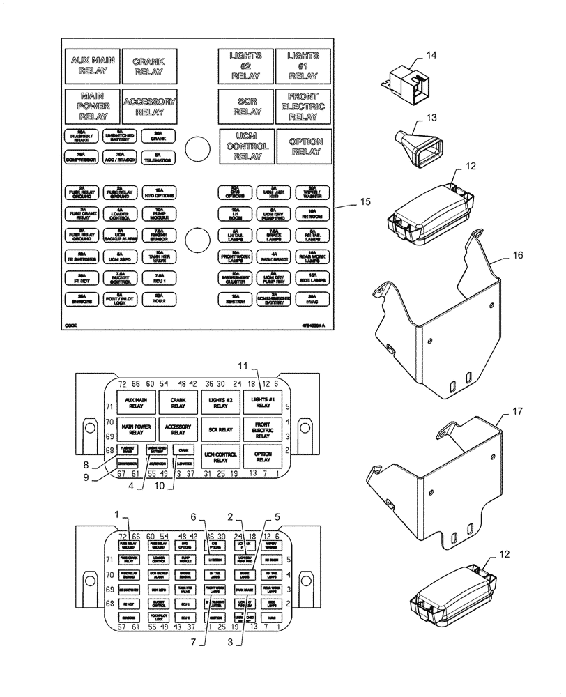 Схема запчастей Case SV340 - (55.100.020[02]) - FUSE & RELAYS, ELECTRO-HYDRAULIC CONTROLS (55) - ELECTRICAL SYSTEMS