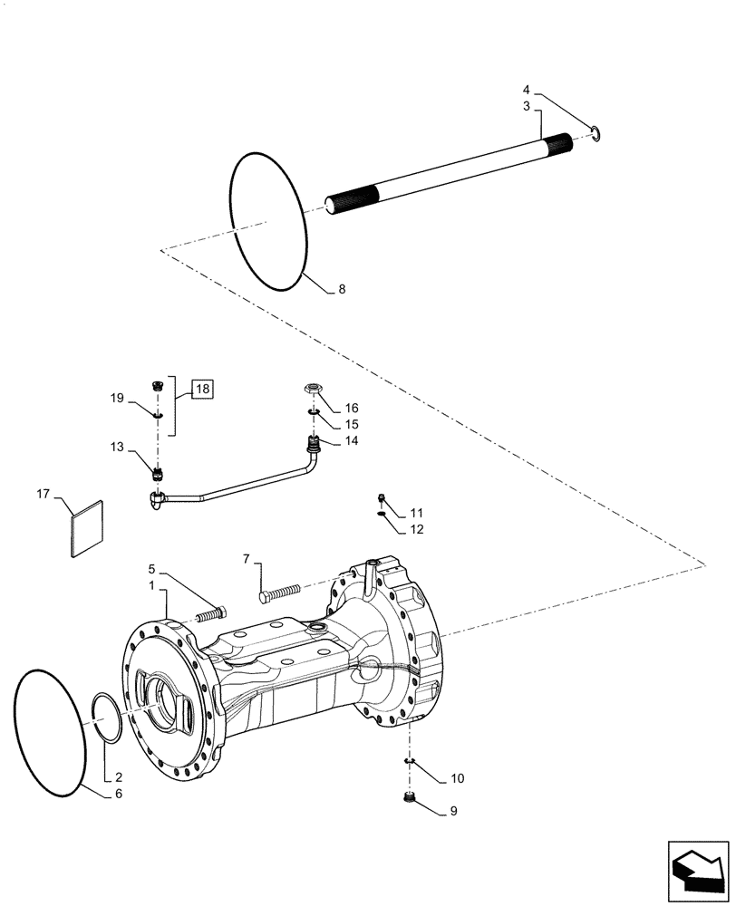 Схема запчастей Case 821G - (25.100.010) - VAR - 782122, 424235 - FRONT AXLE HOUSING (25) - FRONT AXLE SYSTEM