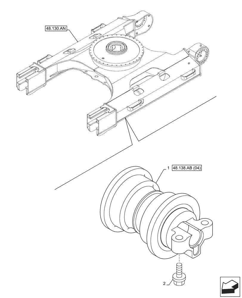 Схема запчастей Case CX210D LC LR - (48.138.AB[03]) - TRACK ROLLER - ASN NFS7H1286 (48) - TRACKS & TRACK SUSPENSION