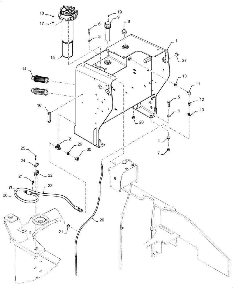 Схема запчастей Case 1021G - (35.300.020) - HYDRAULIC SYSTEM TANK (35) - HYDRAULIC SYSTEMS