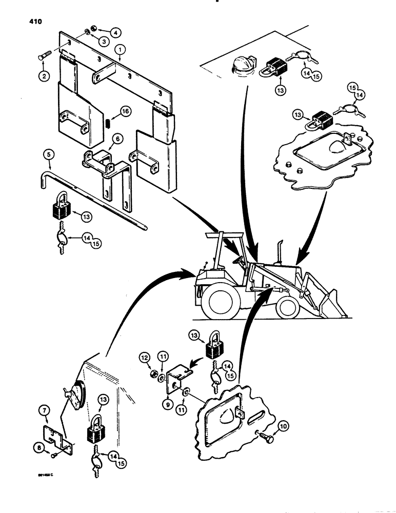 Схема запчастей Case 780B - (410) - LOCKUP PARTS (09) - CHASSIS/ATTACHMENTS