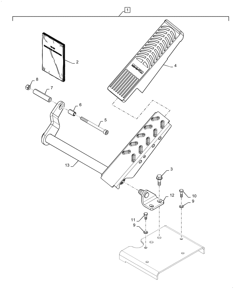 Схема запчастей Case 1021G - (88.100.33[01]) - DIA KIT, RIGHT SIDE BRAKE PEDAL (88) - ACCESSORIES