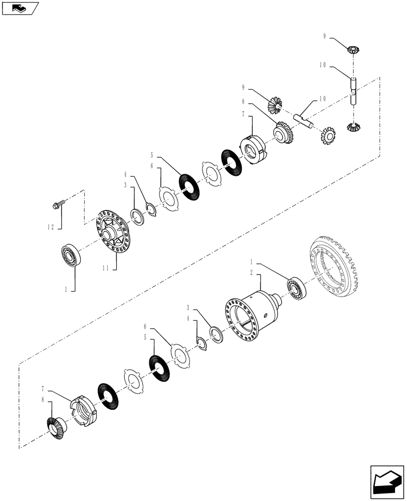 Схема запчастей Case 821G - (27.106.020) - VAR - 782122 - REAR DIFFERENTIAL ASSEMBLY, STANDARD (27) - REAR AXLE SYSTEM