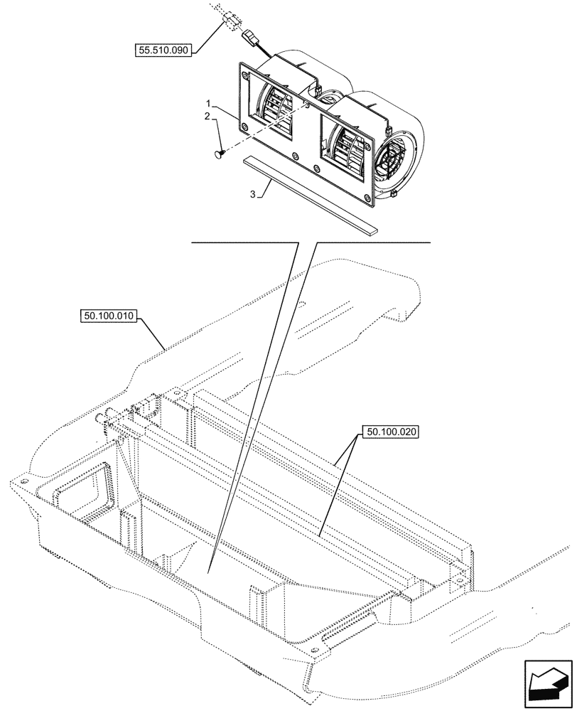 Схема запчастей Case 580N - (55.050.020) - VAR - 747853, 747854, 747855 - CAB, HEATER, BLOWER (55) - ELECTRICAL SYSTEMS