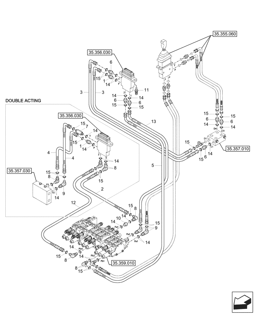 Схема запчастей Case CX26C - (35.357.020) - PILOT CONTROLS, DOZER (35) - HYDRAULIC SYSTEMS