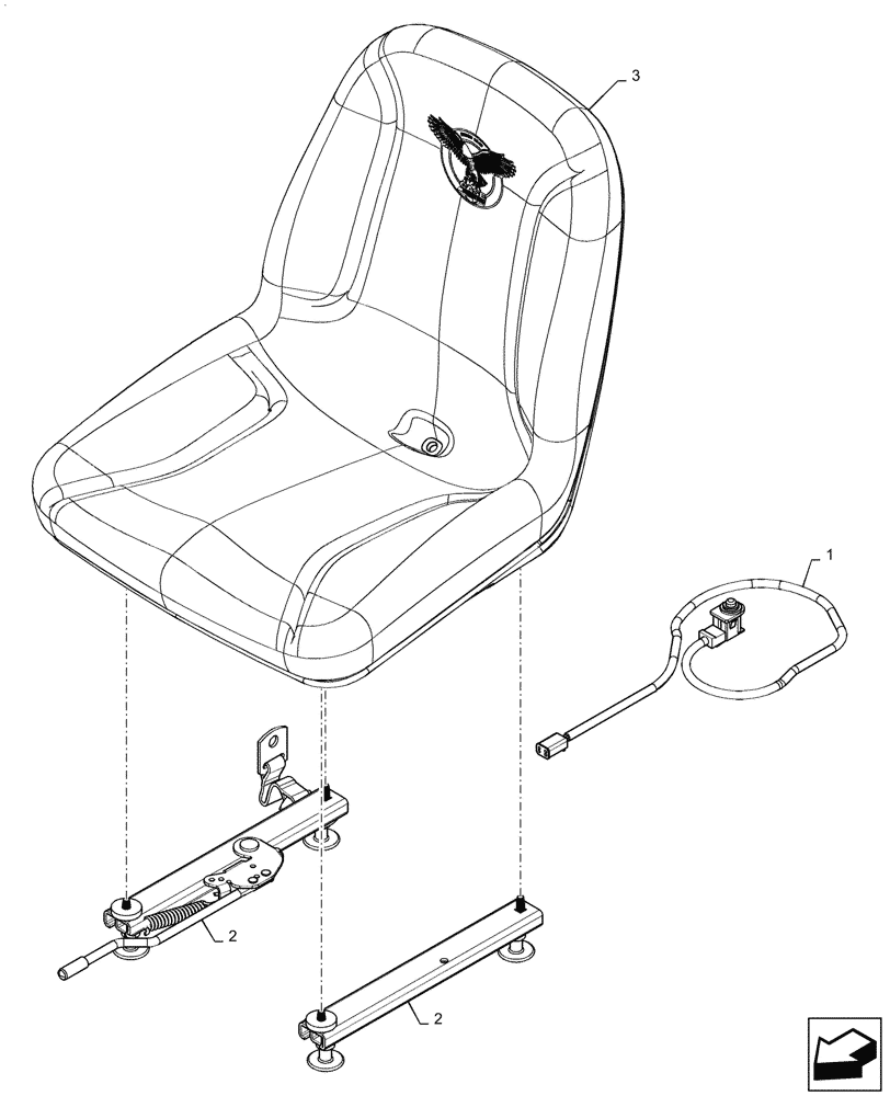 Схема запчастей Case SR250 - (90.120.02[02]) - SEAT, NON-SUSPENSION (03-OCT-2016 & NEWER) (90) - PLATFORM, CAB, BODYWORK AND DECALS