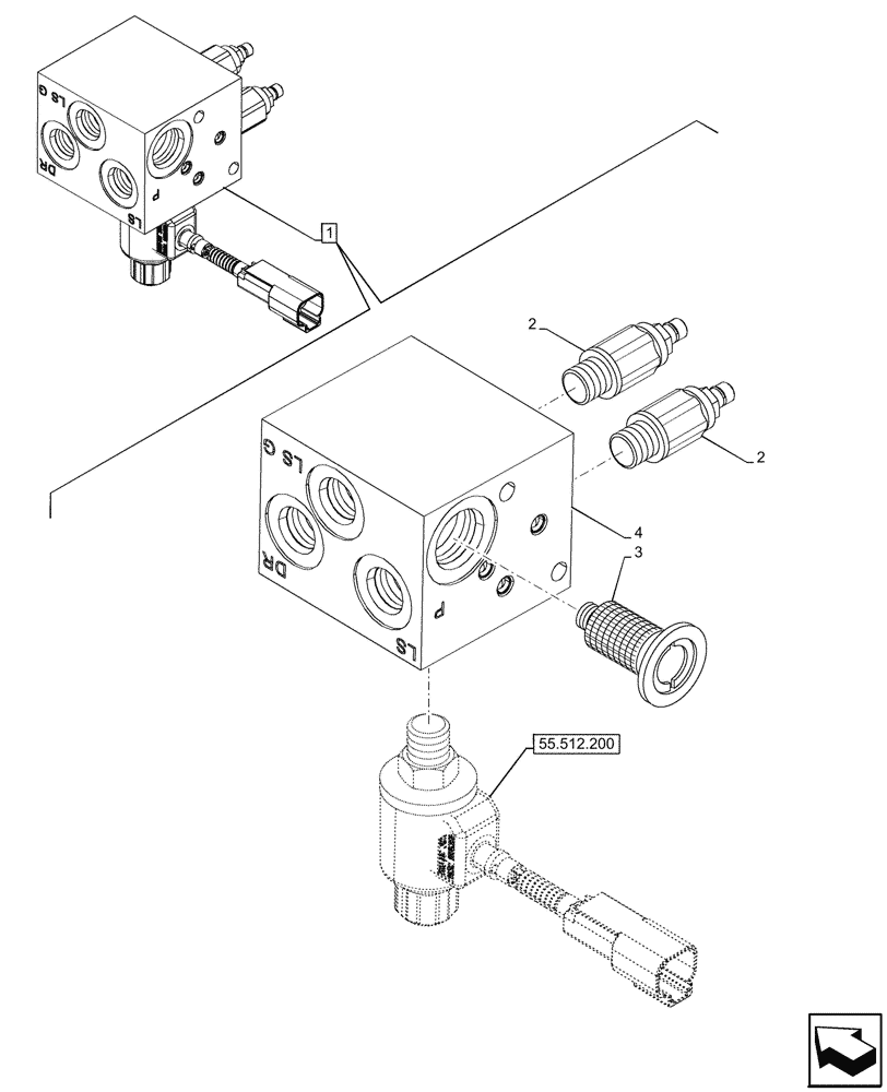 Схема запчастей Case 580SN WT - (35.738.040) - HYDRAULIC LIFT, W/ MECHANICAL LIFT, VALVE, COMPONENTS (35) - HYDRAULIC SYSTEMS