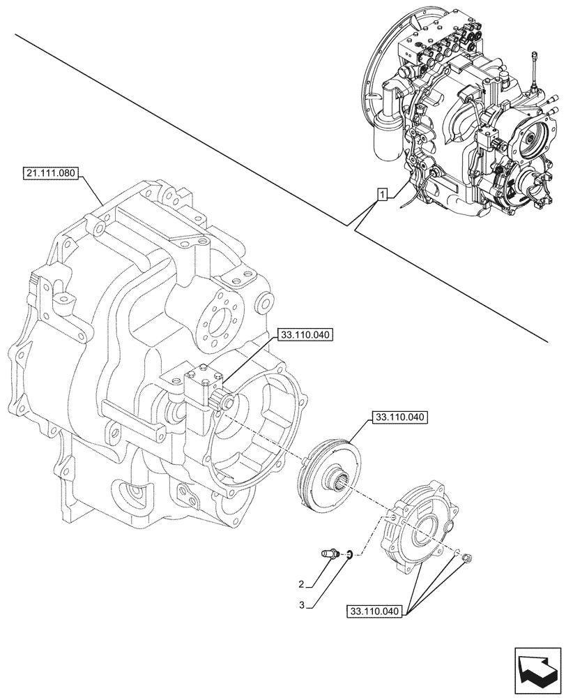 Схема запчастей Case 580SN WT - (55.031.070) - VAR - 423061 - TRANSMISSION, SEMI-POWERSHIFT, COMPONENTS, PRESSURE SWITCH, 4WD (55) - ELECTRICAL SYSTEMS