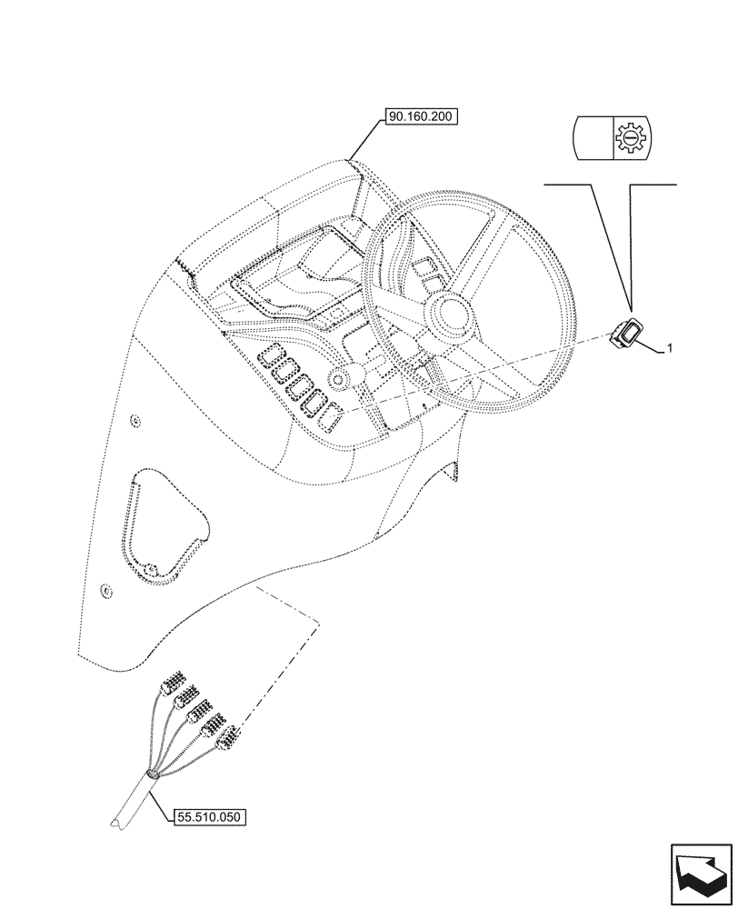 Схема запчастей Case 590SN - (55.513.040) - VAR - 423060, 423061 - TRANSMISSION, SEMI-POWERSHIFT, AUTOMATIC, SWITCH (55) - ELECTRICAL SYSTEMS