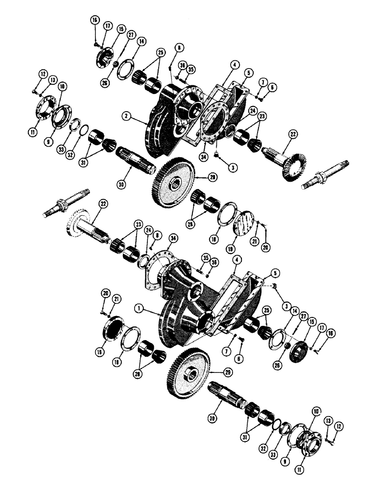 Схема запчастей Case 600 - (080) - TRANSMISSION INSTALLATION (STANDARD), FINAL DRIVE & MTG. PARTS (USED UP TO S/N 656-471) (03) - TRANSMISSION