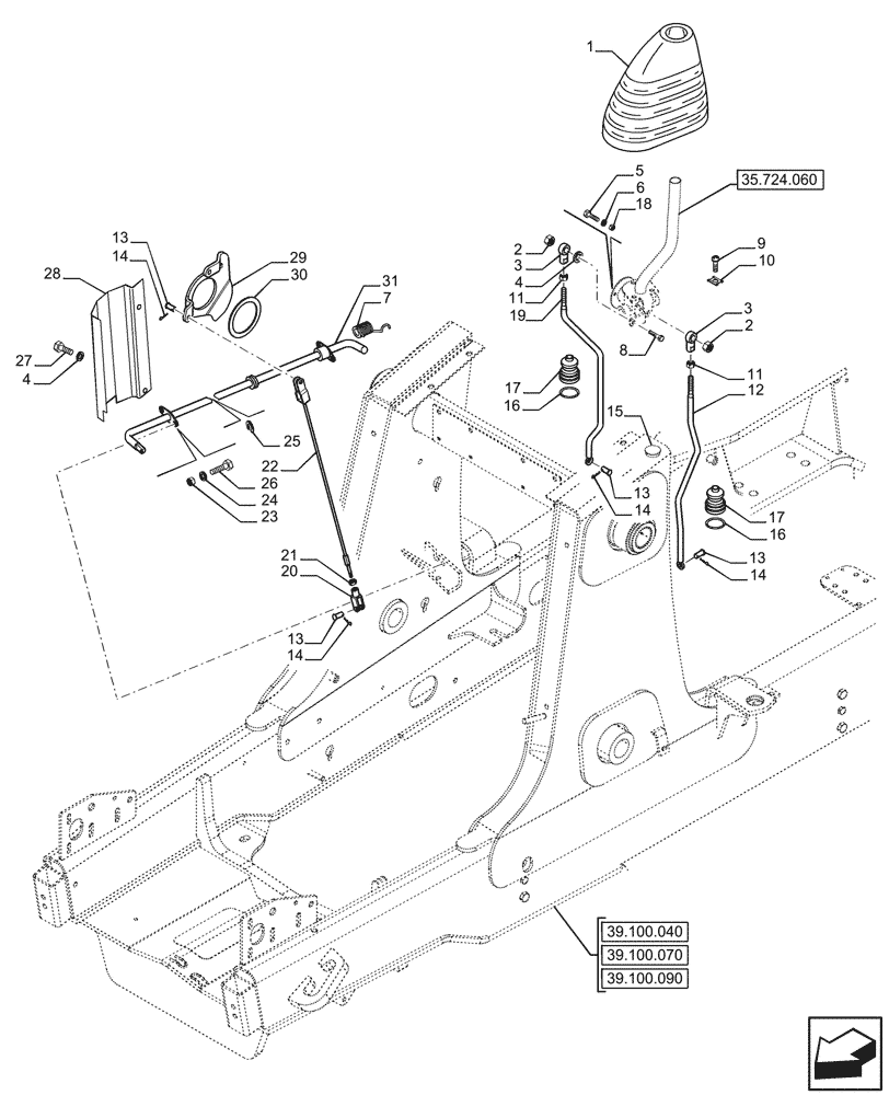 Схема запчастей Case 590SN - (35.724.040) - CONTROL, LOADER BUCKET, GEAR PUMP (35) - HYDRAULIC SYSTEMS