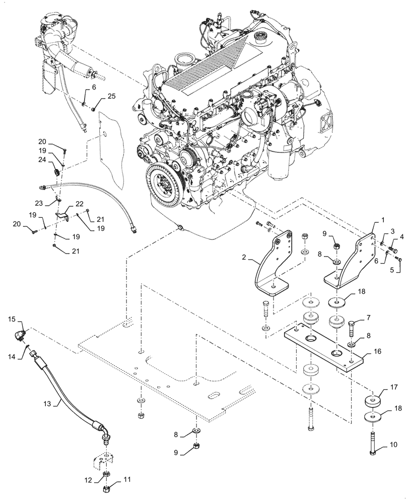 Схема запчастей Case 1121G - (10.001.020) - ENGINE INSTALLATION (10) - ENGINE