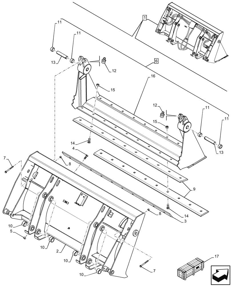 Схема запчастей Case 580N - (82.300.070) - VAR - 747863 - 4-IN-1 BUCKET, 82INCH/2083MM, COMPONENTS (82) - FRONT LOADER & BUCKET