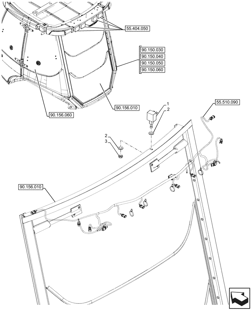 Схема запчастей Case 580N - (55.518.050) - VAR - 747853, 747854, 747855 - CAB, REAR, WIPER, STOP, SWITCH (55) - ELECTRICAL SYSTEMS