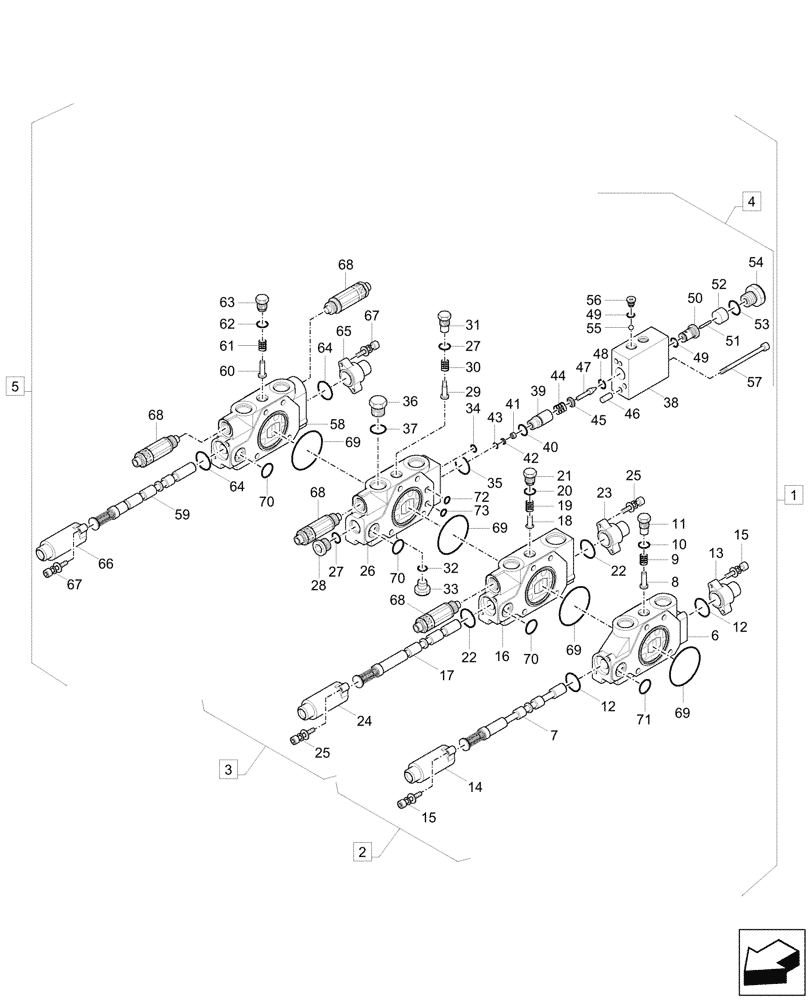 Схема запчастей Case CX26C - (35.359.030) - VAR - 405019, 405021, 405023, 405043 - CONTROL VALVE, COMPONENTS (35) - HYDRAULIC SYSTEMS