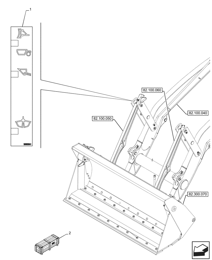 Схема запчастей Case 590SN - (90.108.023) - VAR - 742433, 747863 - 4-IN-1 BUCKET, WARNING DECAL (90) - PLATFORM, CAB, BODYWORK AND DECALS